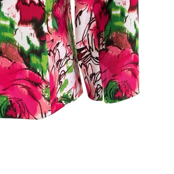Evan Picone Floral Blazer Jacket Women’s 6P Pink Green Open Front Lined Spring - Picture 5 of 13